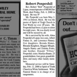 Obituary for Robert Pospeshil