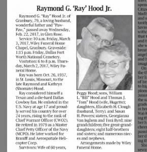 Obituary for Raymond G. Hood Jr.