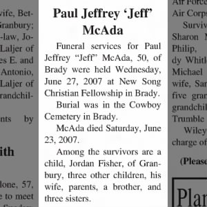 Obituary for Paul Jeffrey McAda