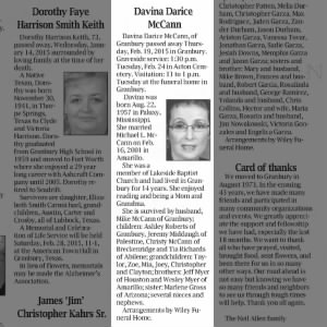 Obituary for Davina Darice McCann