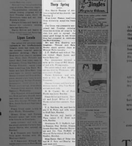 Note on Rue Derrick - The Granbury News (1933)