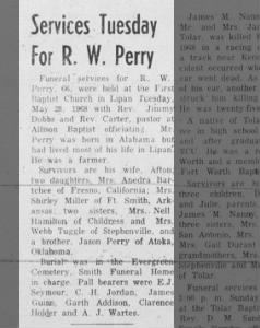 Obituary for R. W. Perry