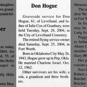 Obituary for Don Hogue